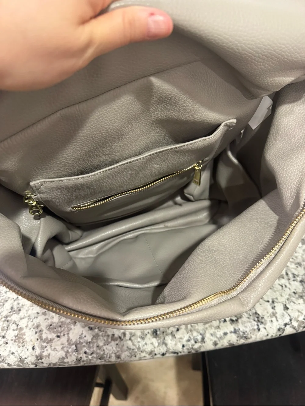 Fawn Design Light Grey Leather Backpack